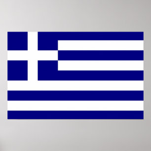 Gerahmter Druck mit griechischer Flagge Poster