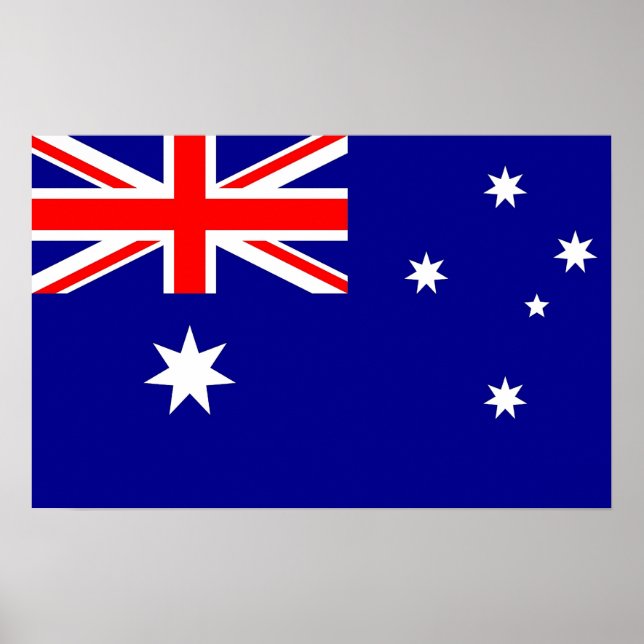 Gerahmter Druck unter der Flagge Australiens Poster (Vorne)