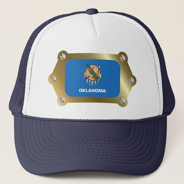 Gerahmter Flag-Hut Oklahoma Truckerkappe (Vorderseite)