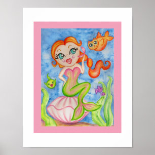 Gerahmter Meerjungfrau-Wandkunst-Druck Poster