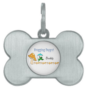 Gerahmter Pet-Tag Frogging Puppy-Dose-Pilz Tiermarke