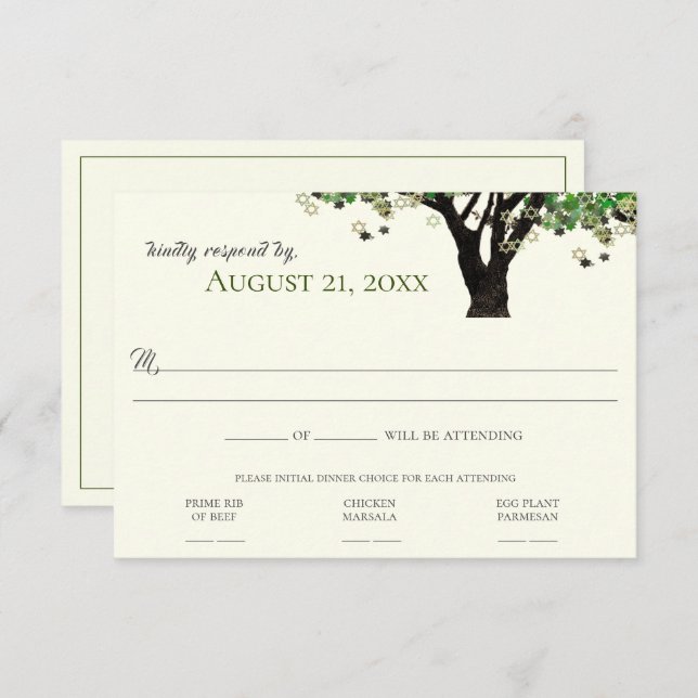 Gerahmter Tree Star von David Mitzvah UAWG Einladung (Vorne/Hinten)