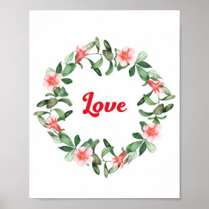Gerahmtes Blumengranatapfel Liebe Themenposter Poster