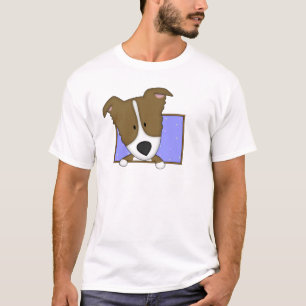 Gerahmtes Cartoon-Brown-Grenzcollie-T-Shirt T-Shirt