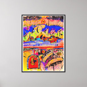 Gerahmtes feines Leinwandkunstwerk - "Bananenstraß Leinwanddruck