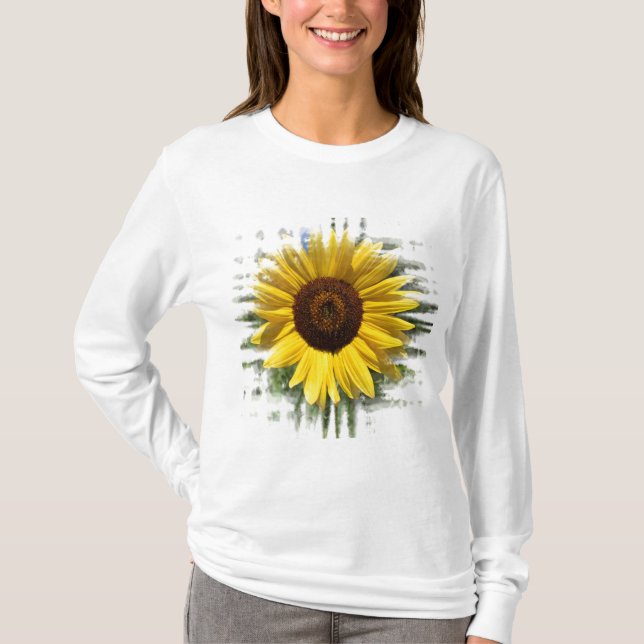 Gerahmtes gelbes Sonnenblume-Shirt T-Shirt (Vorderseite)