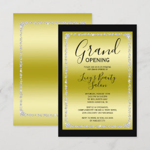 Gerahmtes Grand Opening mit Gold & Black Diamond Einladung