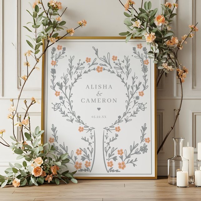 Gerahmtes Graue Fingerprint Tree Wedding Gästebuch (Framed Grey Fingerprint Tree Wedding Guest Book)