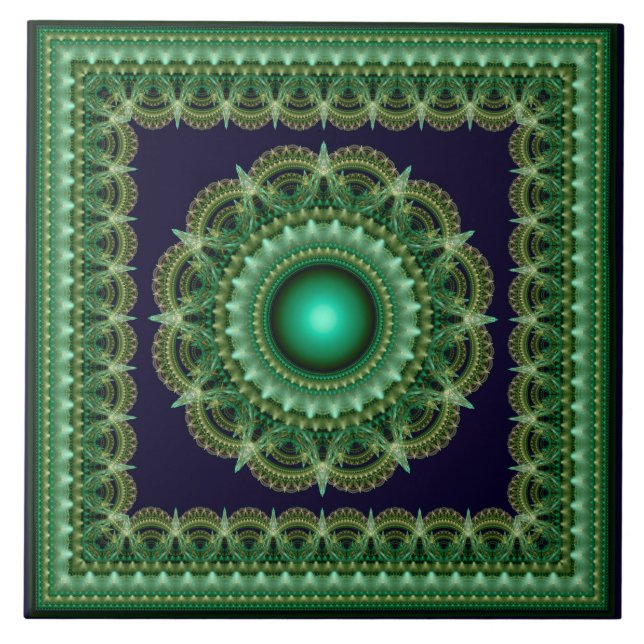 Gerahmtes kaleidoskopisches Fraktal Fliese (Vorderseite)
