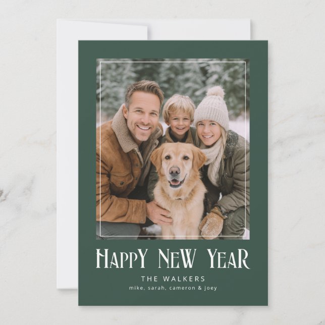 Gerahmtes klassisches Neujahrsfoto Feiertagskarte (Vorderseite)