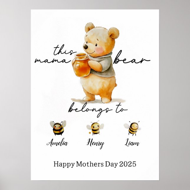 Gerahmtes Mama Bär-Poster, Mama Est mit Kind Poster (Vorne)