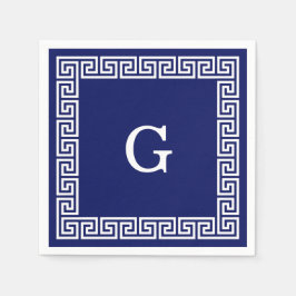 Gerahmtes Monogramm für den blauen griechischen Sc Serviette