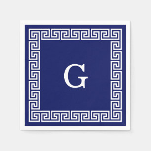 Gerahmtes Monogramm für den blauen griechischen Sc Serviette