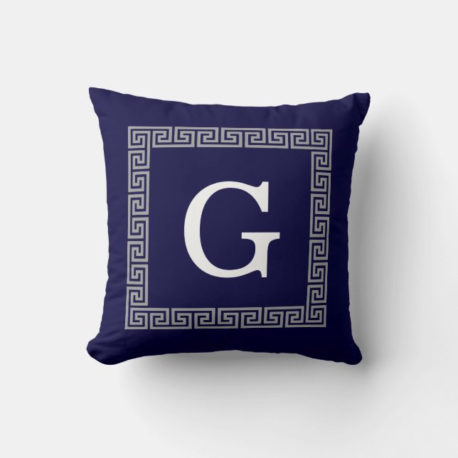Gerahmtes Monogramm für Navy Blue Dark Grek; griec Kissen (Vorderseite)