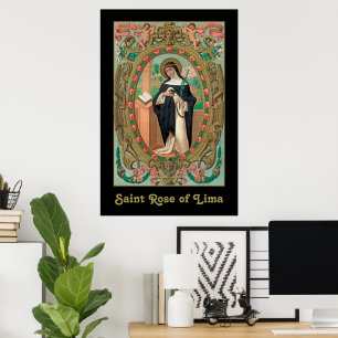 Gerahmtes Porträt der Hl. Rosa von Lima (K 48) Poster