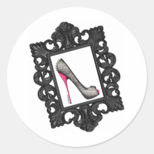 Gerahmtes Reptile Stiletto-Logo Runder Aufkleber