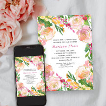 Gerahmtes Rosa und Gold Quinceanera mit Blumenchic