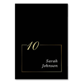 Gerahmtes Schwarz-weißes Gold Elegantes Script Min Tischnummer