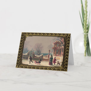 Gerahmtes SnowyWeihnachtsabend - Vintage Karte
