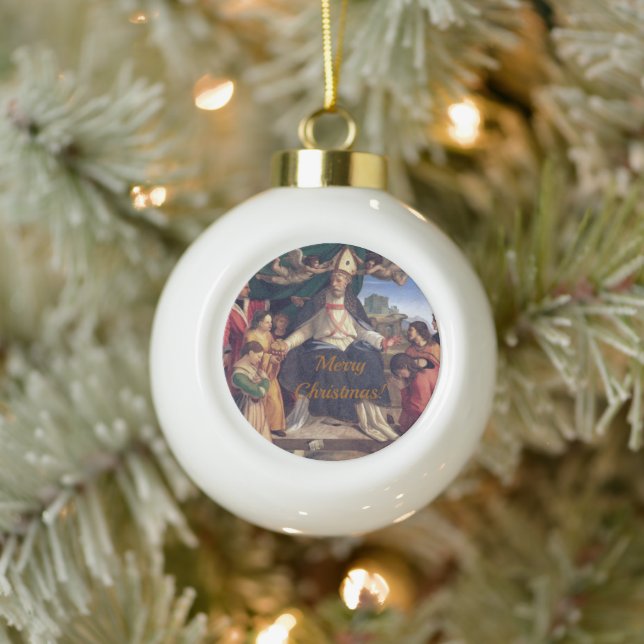 Gerahmtes Weihnachtsgeschenk Keramik Kugel-Ornament (Baum)