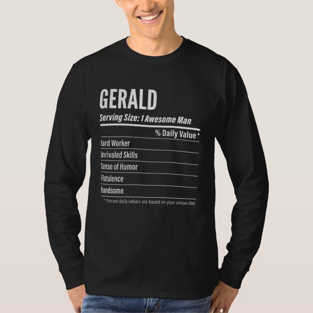 Gerald  Nutritional Facts Serving Size Calories T-Shirt (Vorderseite)