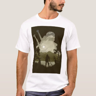 Geralt the Witcher Minimalistisch Illusion art Pos T-Shirt