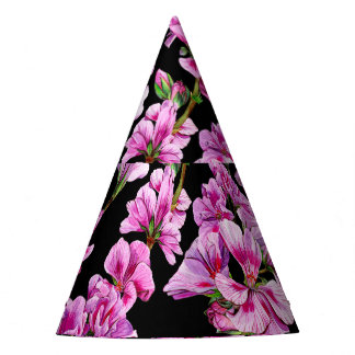 Geranazweige, Aquarellfarben-Rosa-Buds. Partyhütchen