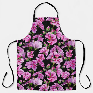 Geranazweige, Aquarellfarben-Rosa-Buds. Schürze