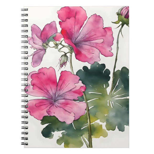 Geranie - Aquarellblumen Notizblock (Vorderseite)