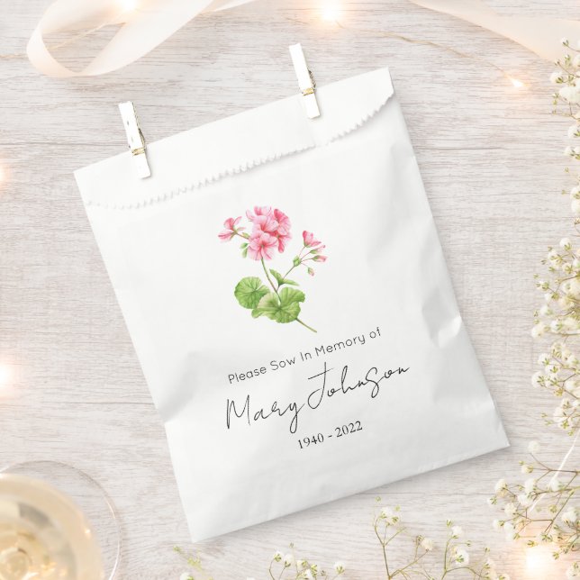 Geranie | Einfaches Samenpaket Begräbnis  Geschenktütchen (Ausgeschnitten)