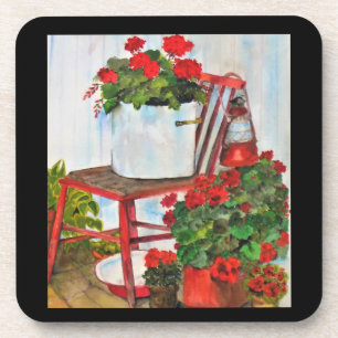 Geranien, Blumen, Untersetzer-Set Getränkeuntersetzer