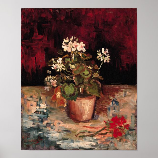 Geranien in einem Blumenpot Van Gogh Fine Art Poster (Vorne)