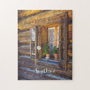 Geranium Blume am Fenster Puzzle