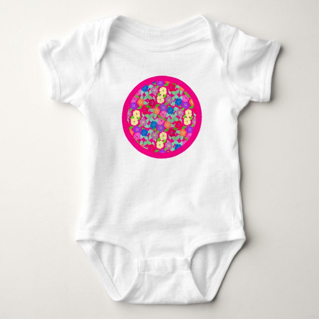 Geranium Blume Bright Pink Baby Romper Strampler (Vorderseite)