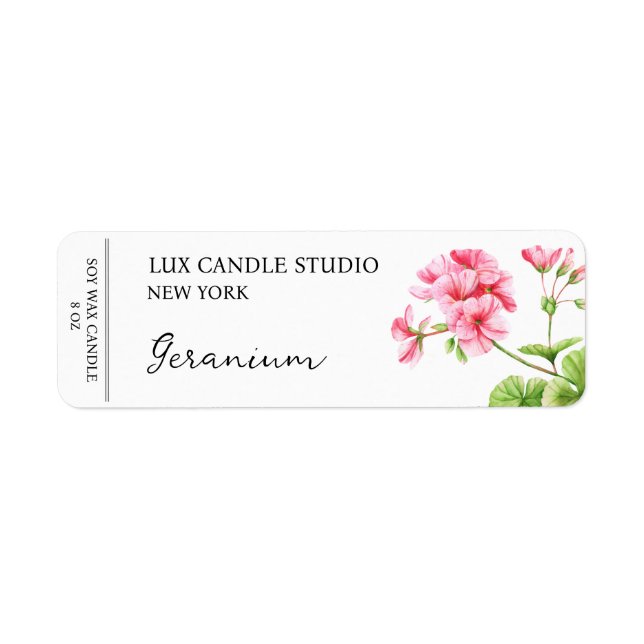 Geranium Candle Label (Vorne)