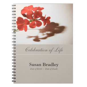 Geranium floral Fotografy Funeral GuestBook Notizblock