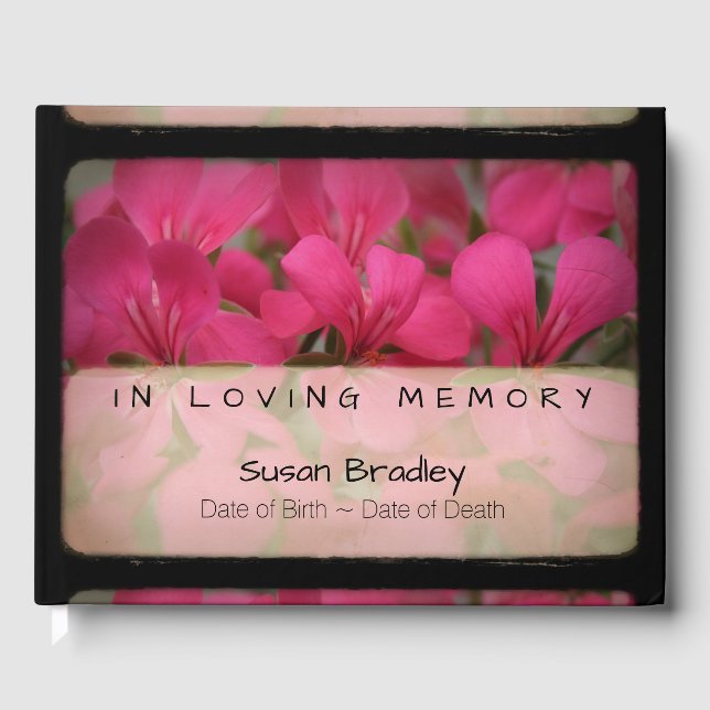 Geranium Vintag Memorial Gästebuch (Vorderseite)