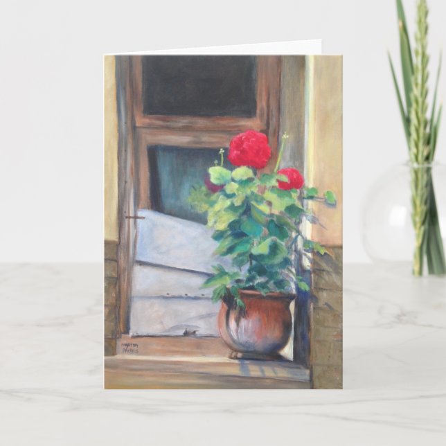 "Geraniums on the Steps" Karte (Vorderseite)