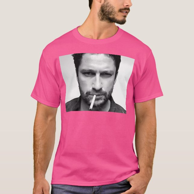 Gerard Butler Schwarz-weiß Portrait T-Shirt (Vorderseite)