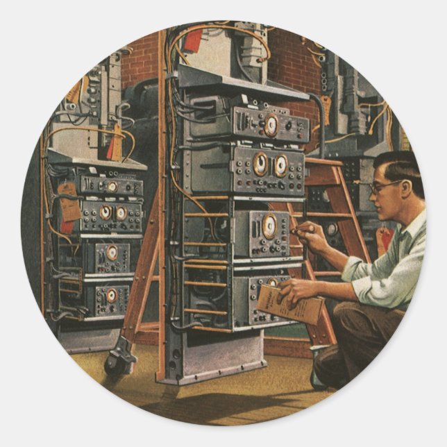 Gerät für die Vintage Funktechnik Runder Aufkleber (Vorderseite)