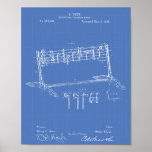Geräte-Lehrmusik 1893 Patent Kunstpauseplan Poster