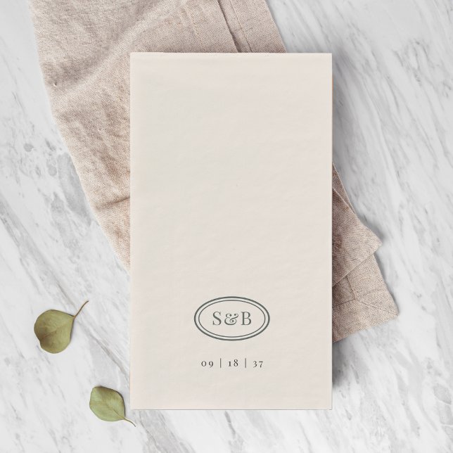 Geräucherte Fichte Klassisch Oval Monogramm Hochze Serviette (Von Creator hochgeladen)
