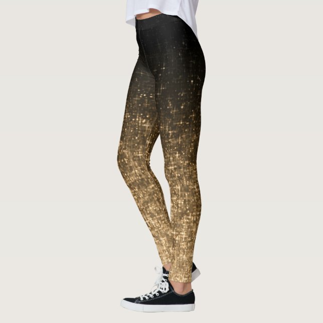 Geräumiger, goldfarbener, funkelnd Gradienten-Glit Leggings (Links)