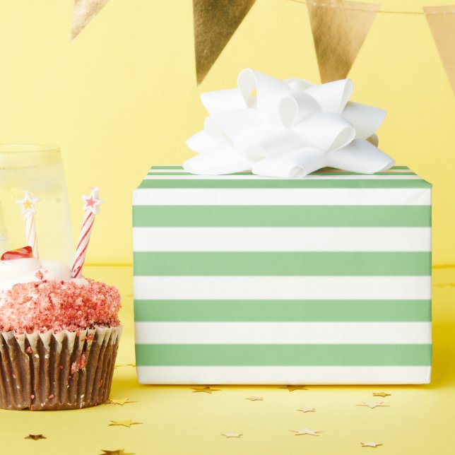 Geräumiges, grün und weiß gestreiftes Muster Geschenkpapier (Geburtstagsparty)