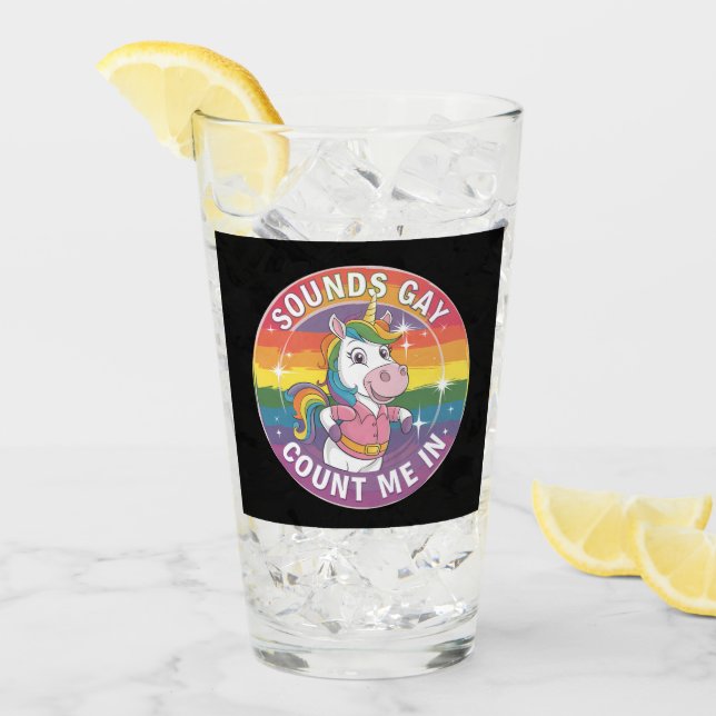 Geräusche, die mich in unicoron Rainbow LGBTQ zähl Glas (Vorderseite Ice)