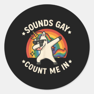 Geräusche zählen mich in Unicorn, die den LGBT-Sto Runder Aufkleber