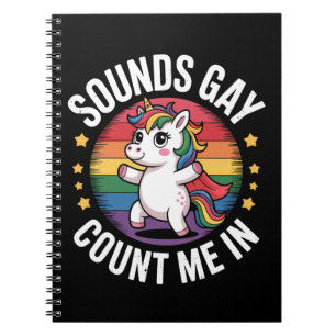 Geräusche zählen mich in Unicorn Rainbow LGBTQ Sto Notizblock