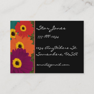 Gerber Daisies Plum Orange Aquamarin Red & Limon Visitenkarte