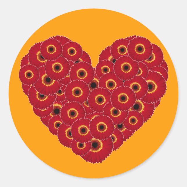 Gerber Daisy Heart Runder Aufkleber (Vorderseite)