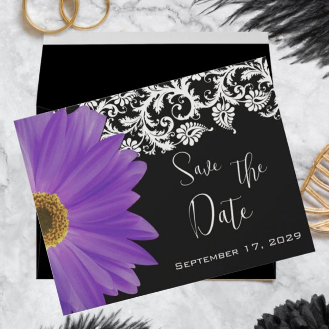 Gerber Fuchsia & Grey Paisley Save the Date (Von Creator hochgeladen)